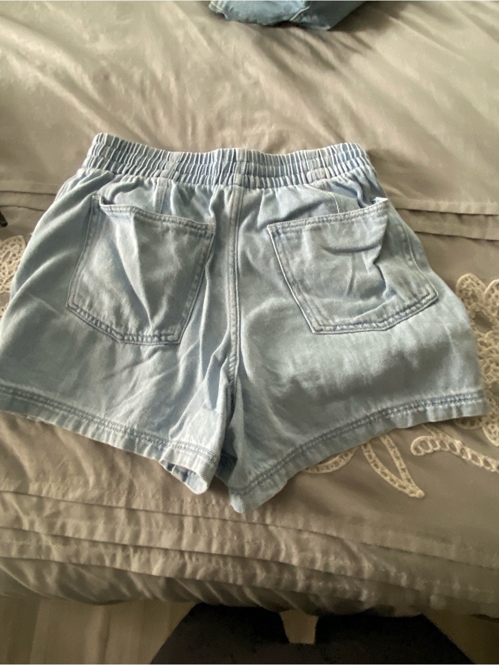 Universal Thread Light Blue Denim-Look Drawstring Shorts - Picture 2 of 3